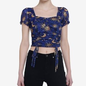 Cosmic Aura Sun & Moon Ruched Crop Top Tarot Card Witchy Hot Topic Witch‎